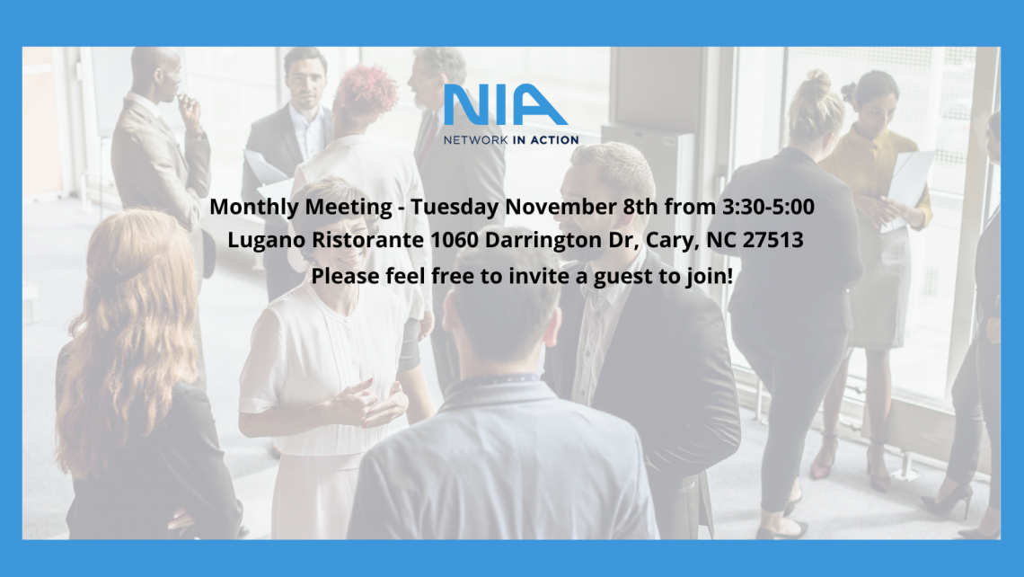 Monthly NIA Meeting Nov 8th from 3:30-5:00