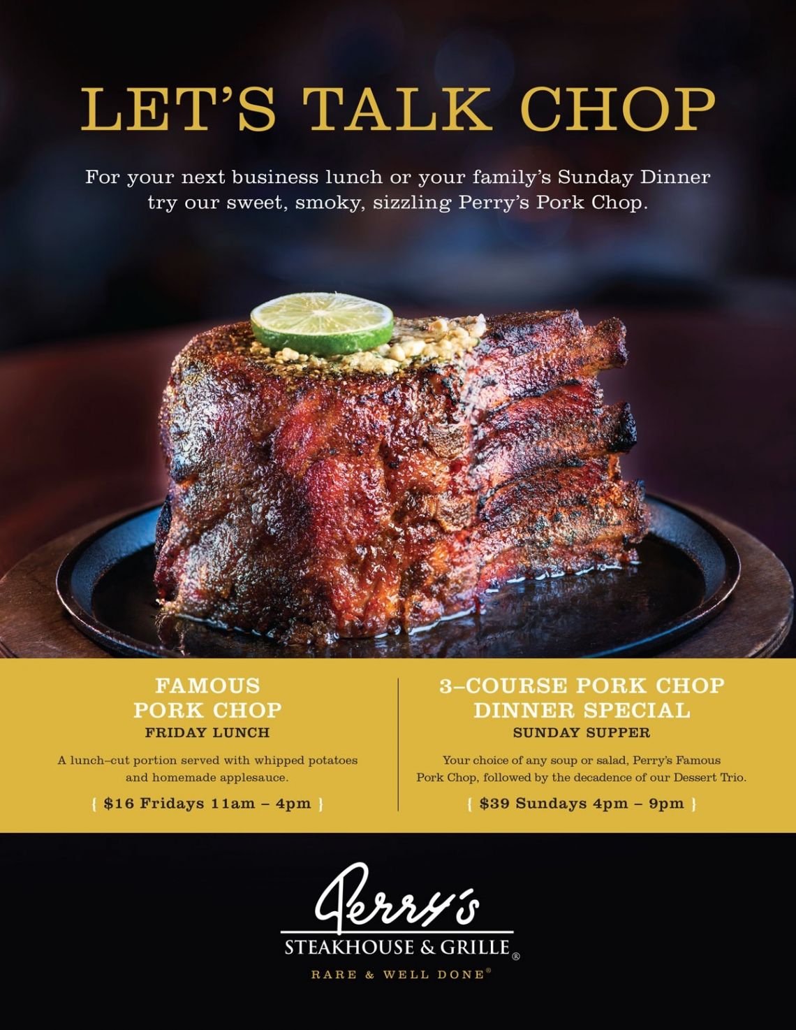 RSVP Perry's Steakhouse - Porch Chop Friday Business Lunch