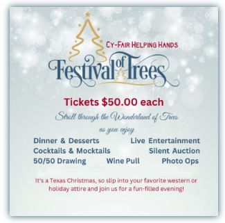 It's a Texas Christmas so slip into your favorite western or holiday attire and enjoy a fun-filled evening! This is CFHH's largest fundraiser of the year and they need the communities help to continue serving our most vulnerable residents. Their pantry is now serving double the number of families than they were a few months ago.<br /><br />Get Tickets >> https://www.cyfairhelpinghands.org/fot2023/<br /><br />NOV 11 7PM - 10PM<br />9606 Kirkton Dr.<br />Houston TX 77095