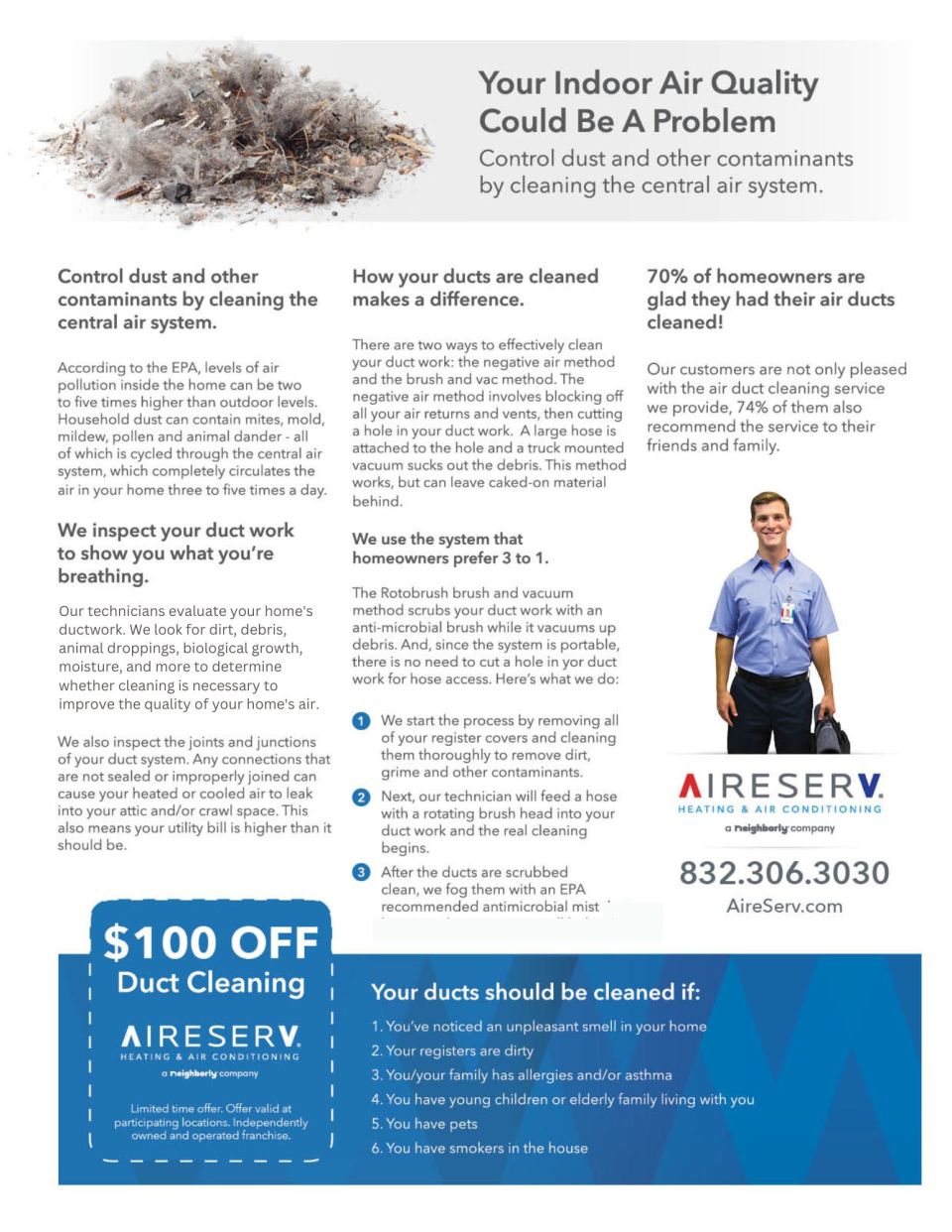 We are so excited to announce the addition of air duct cleaning to Air Serv to go with our wonderful indoor air quality solutions. Feel free to reach out with any questions.