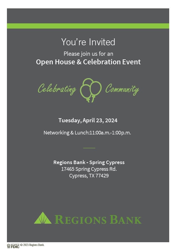 CELEBRATION EVENT- TOMORROW - AT REGIONS BANK SPRING CYPRESS BRANCH - FREE CHURROS!!!! <br /><br />