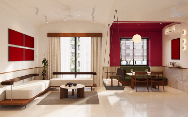 Upcoming - Studio Apartment at Ahmedabad Conceptualisation for living and dining area rbhu - Design Practice 