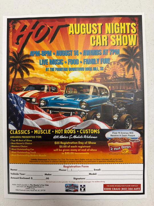 Come out and join The Haven Men’s Shelter for a Hot August Night! 