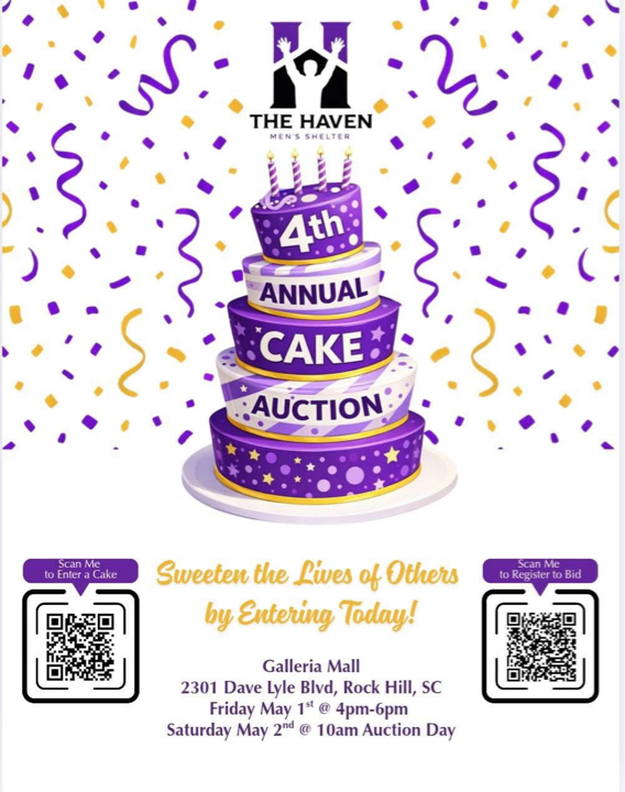 The Cake Auction is Coming! The Cake Auction is Coming!! Don’t miss your opportunity to be part of something amazingly SWEET!! Bake a cake, bid on a cake and have a grand time! Also, you can’t make it! Scan the code on the flyer and register to bid online while the auction is happening! This is a “Don’t Want To Miss Event”! Join today’