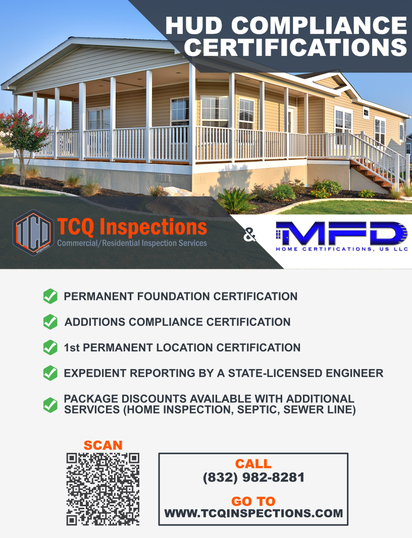 For lenders and realtors with clients that need certifications for manufactured homes. Please contact with questions.